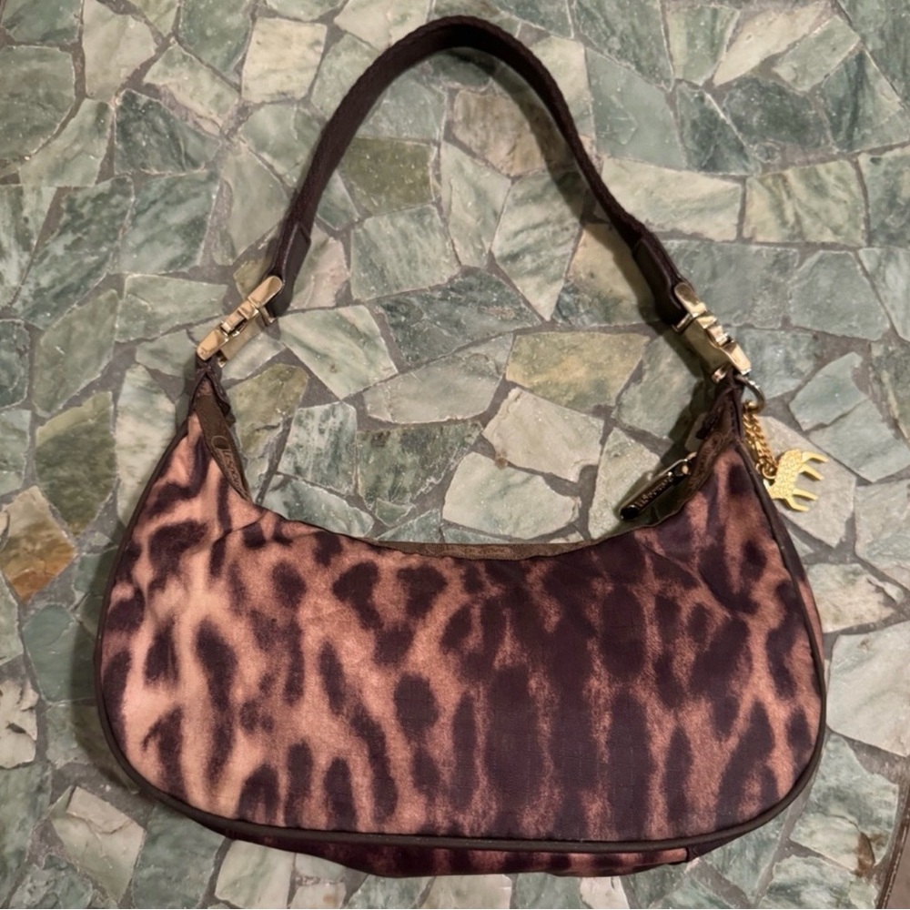 Lamb Leopard Print Shoulder Bag with Rasta Stripe - Picture 2 of 4
